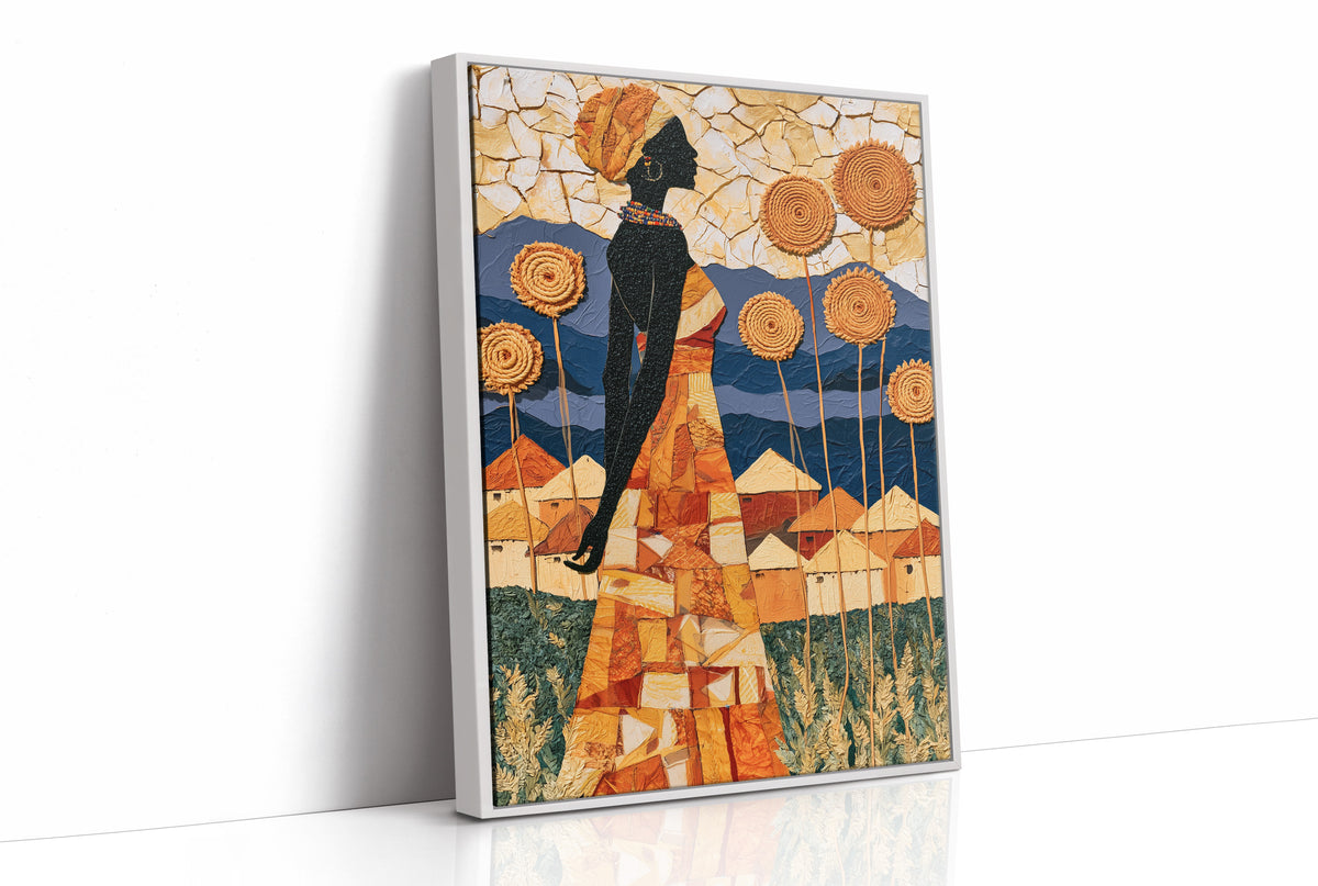 African Village Textile Collage