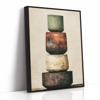 Stacked and Weathered: Four Urns of Earth and Rust