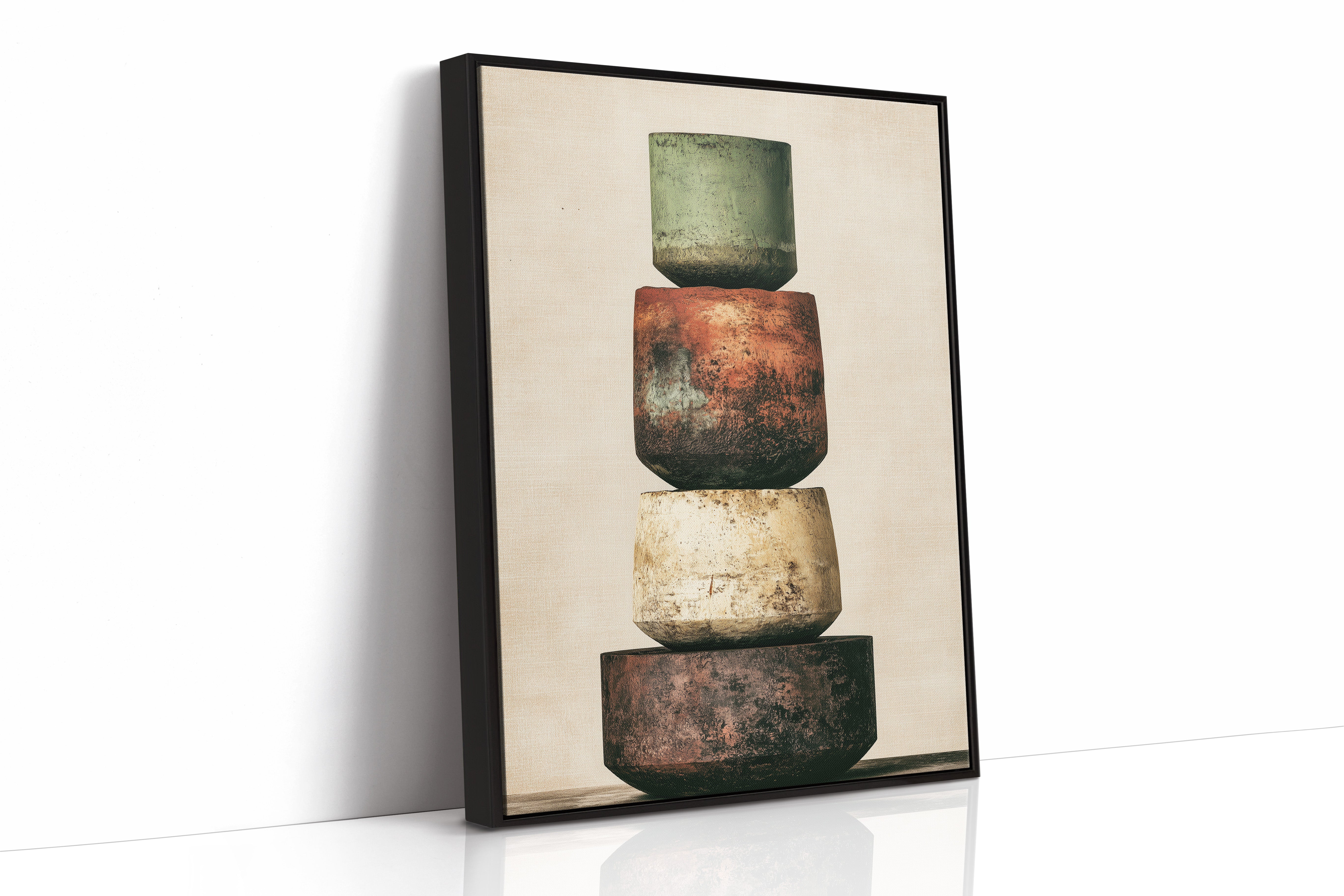 Stacked and Weathered: Four Urns of Earth and Rust