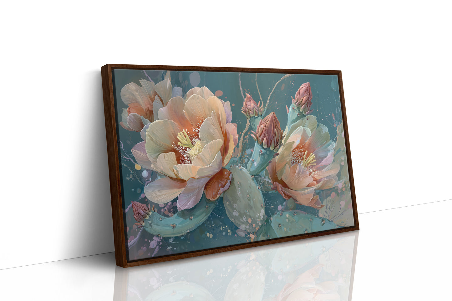 Desert Blooms Against Teal Sky