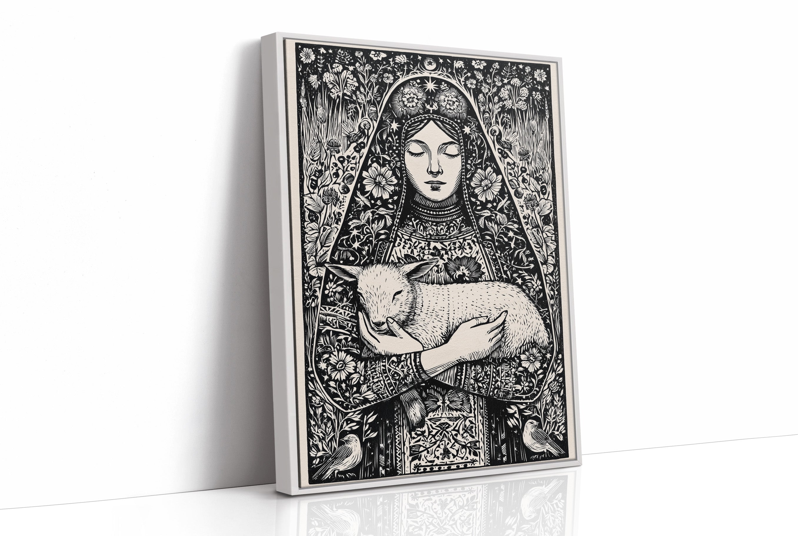 Madonna and Lamb: A Woodcut Devotion