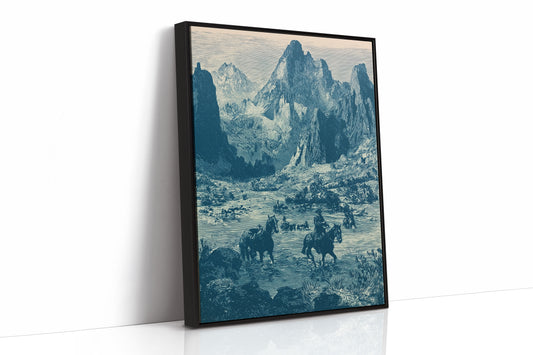 Riders Through the Rockies: Vintage Engraving