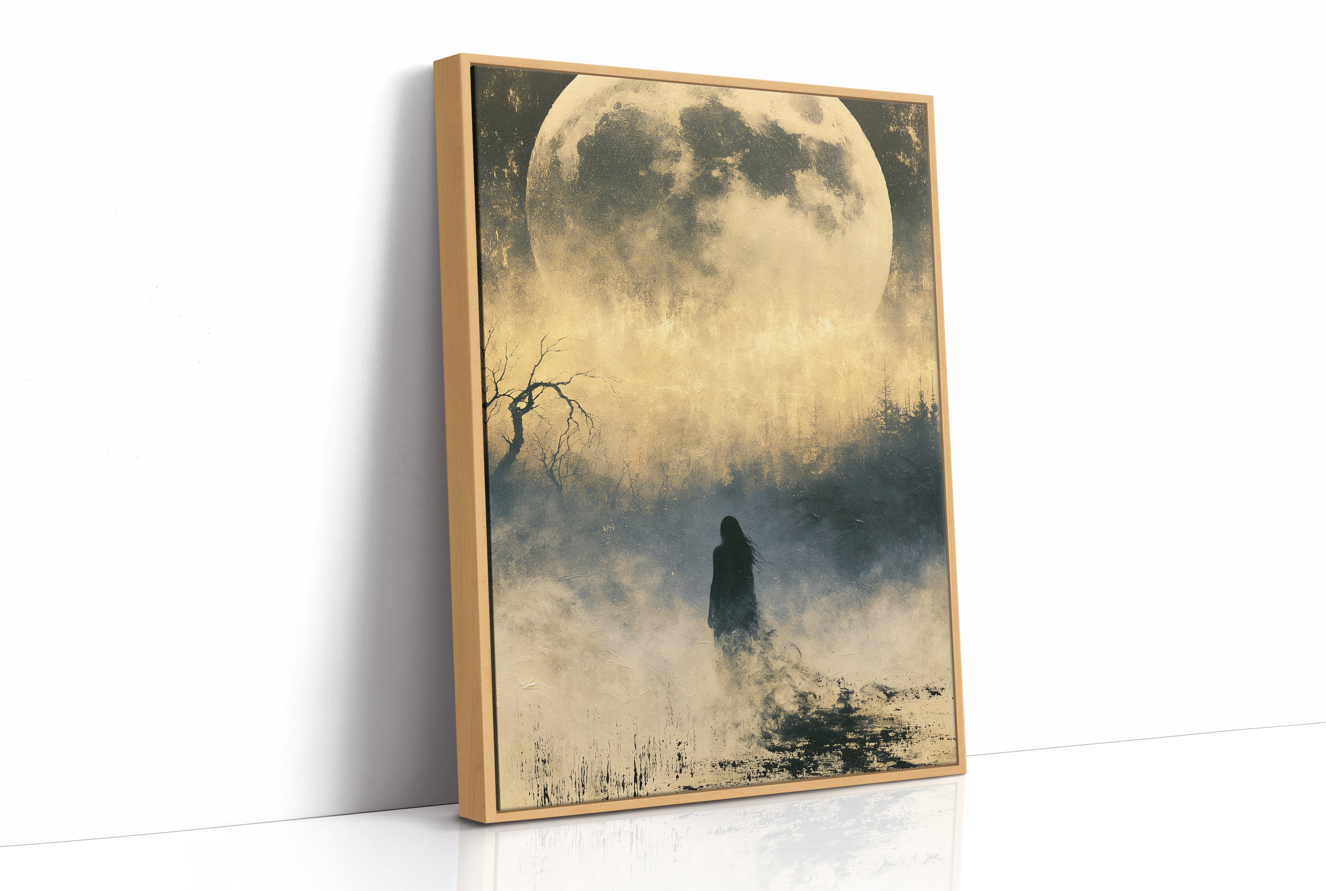 Lost in the Fog: Distant Figure and Moon