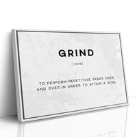 Grind Definition Canvas Art | Bold Motivational Typography Print for Home Office, Gym or Entrepreneur Décor