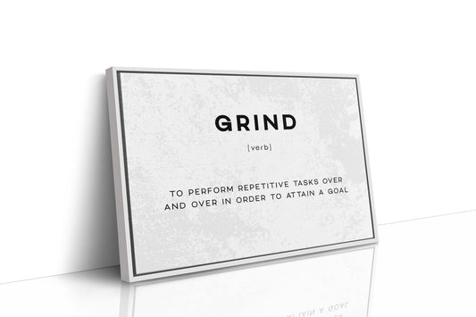 Grind Definition Canvas Art | Bold Motivational Typography Print for Home Office, Gym or Entrepreneur Décor