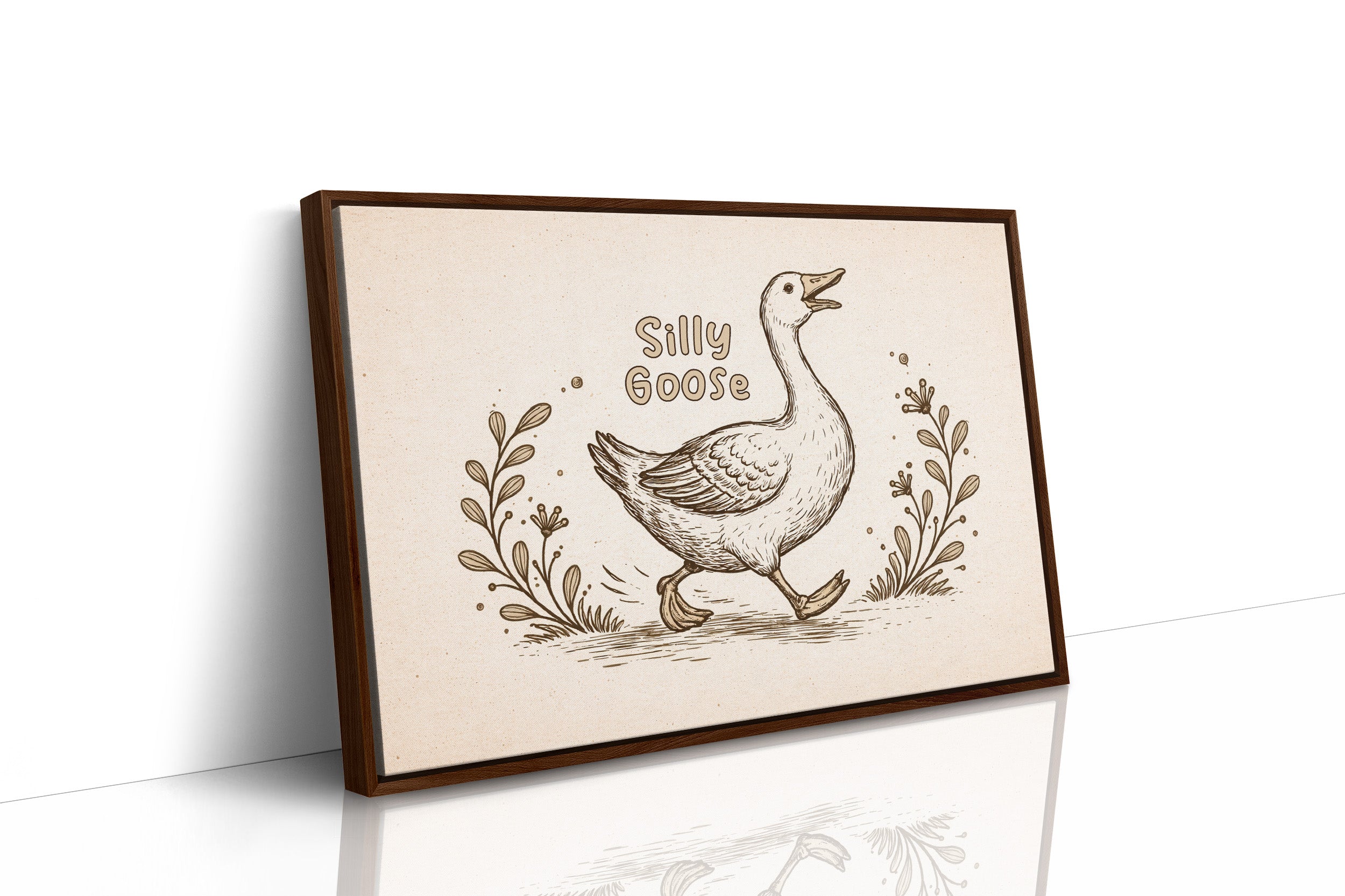 Whimsical Waddle Through Sepia Fields