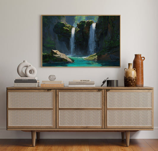 Sacred Waters Dance Between Cliffs
