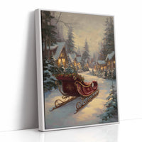 Sleigh Rests By Winter's Glowing Path