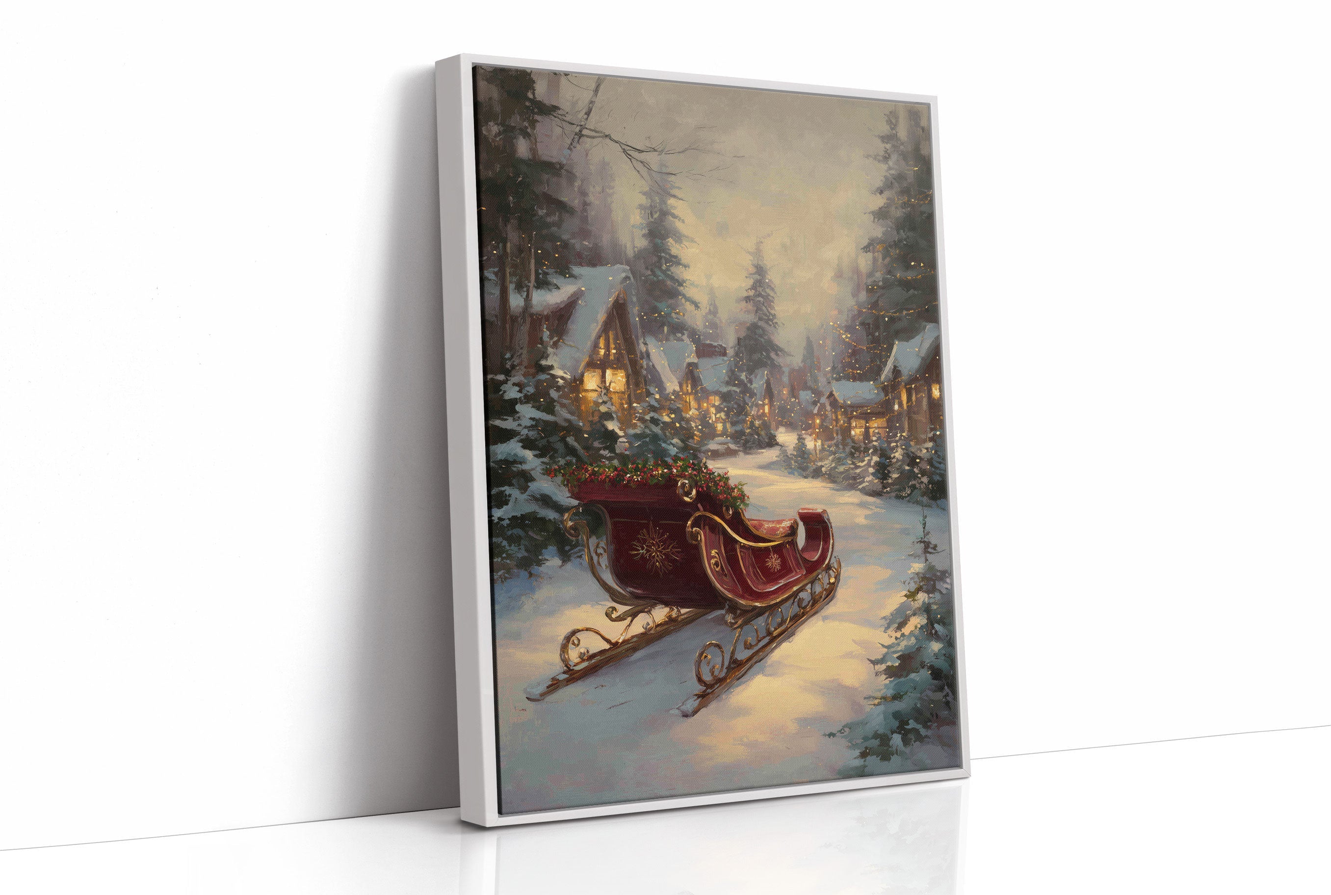 Sleigh Rests By Winter's Glowing Path