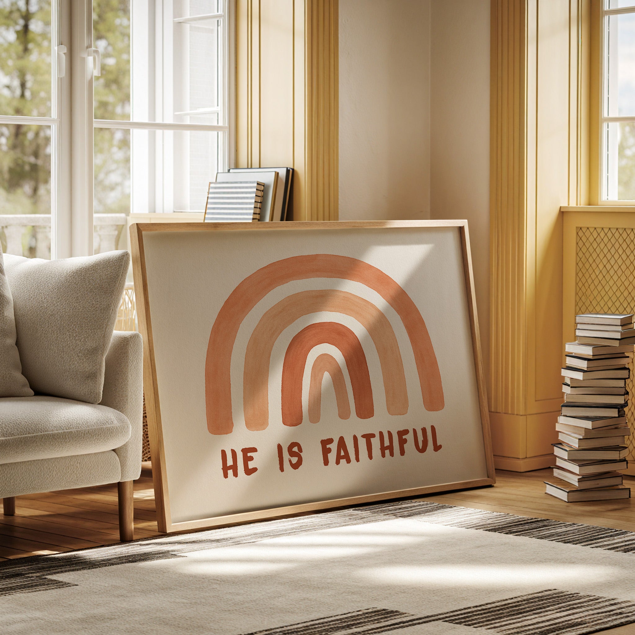 He Is Faithful Boho Rainbow