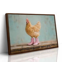 Hen Struts In Pink Boots