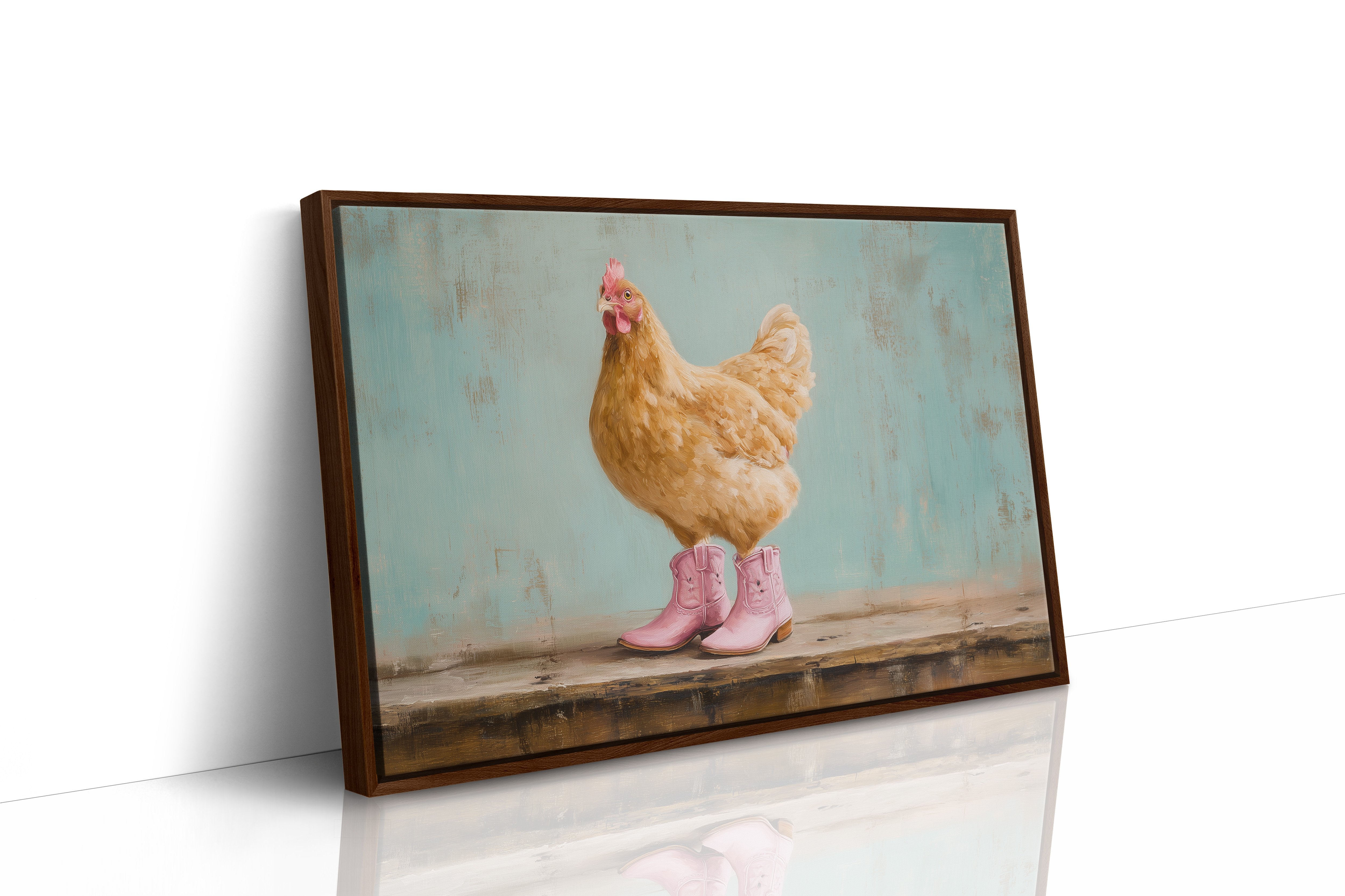 Hen Struts In Pink Boots
