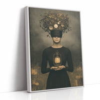 Blindfolded Time: Woman with a Glowing Lantern