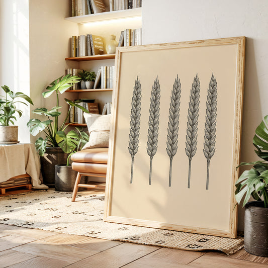 Five Loaves Botanical Wheat Illustration