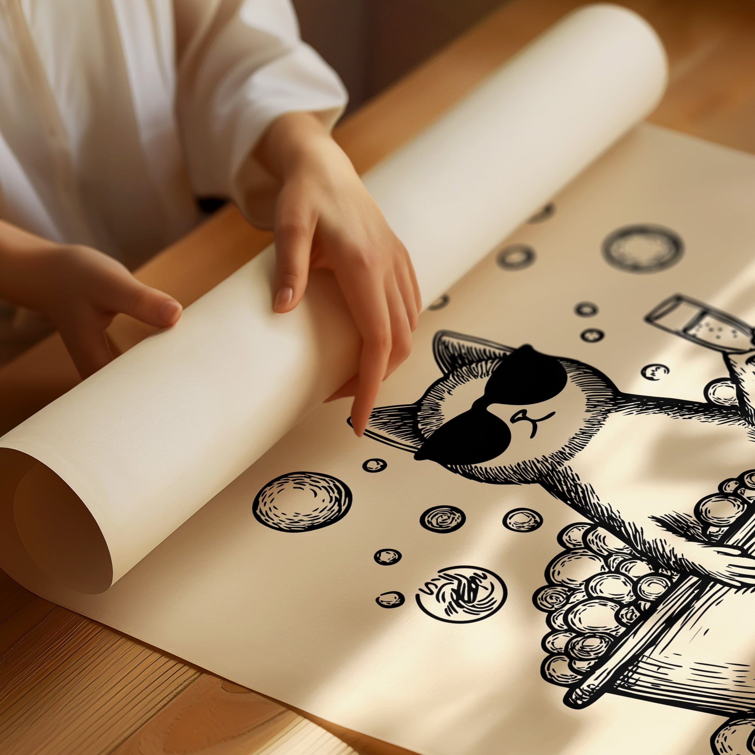 Feline Luxury: Champagne Bath Indulgence