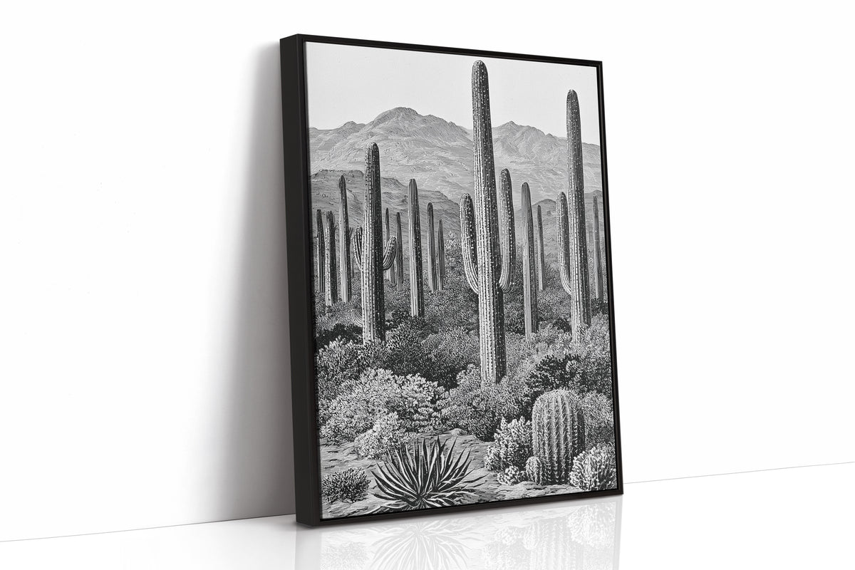 Engraved Saguaro Forest Standing Tall
