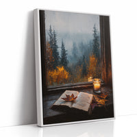 Autumn Pages Against Misty Pines