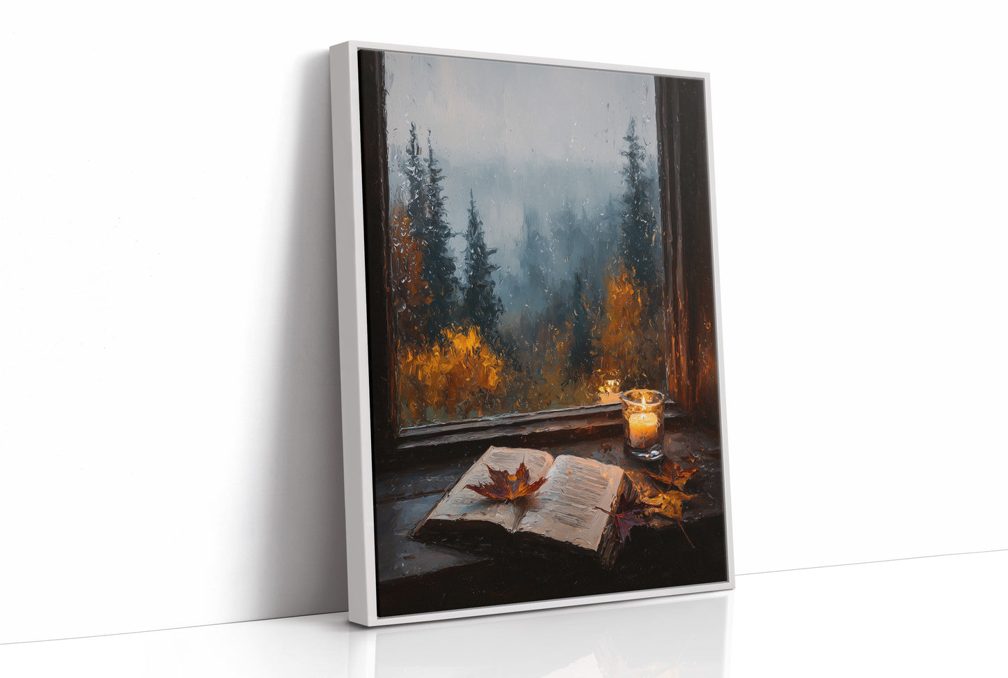 Autumn Pages Against Misty Pines