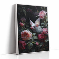 Pale Creature Among Blooming Roses