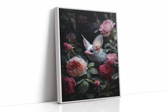 Pale Creature Among Blooming Roses