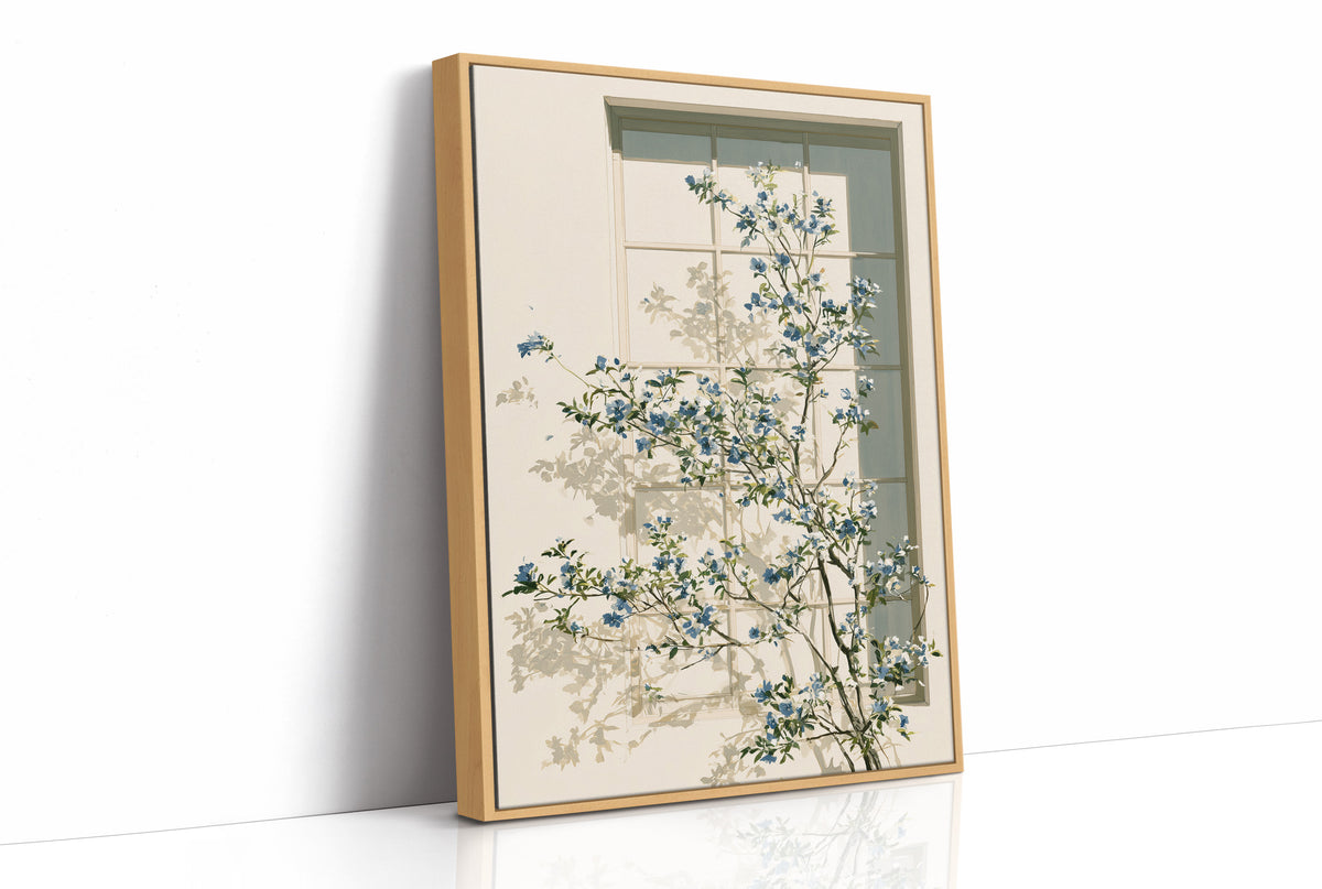 Blue Blossoms at the Windowpane