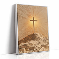 Radiant Cross on Rocky Hilltop