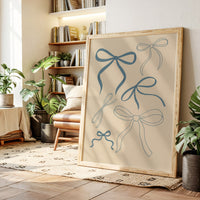 Whimsical Blue Bows Minimalist Print