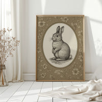Victorian Rabbit in Floral Frame