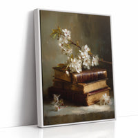 Blossoms Rest On Vintage Tomes