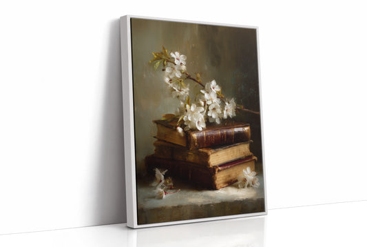 Blossoms Rest On Vintage Tomes
