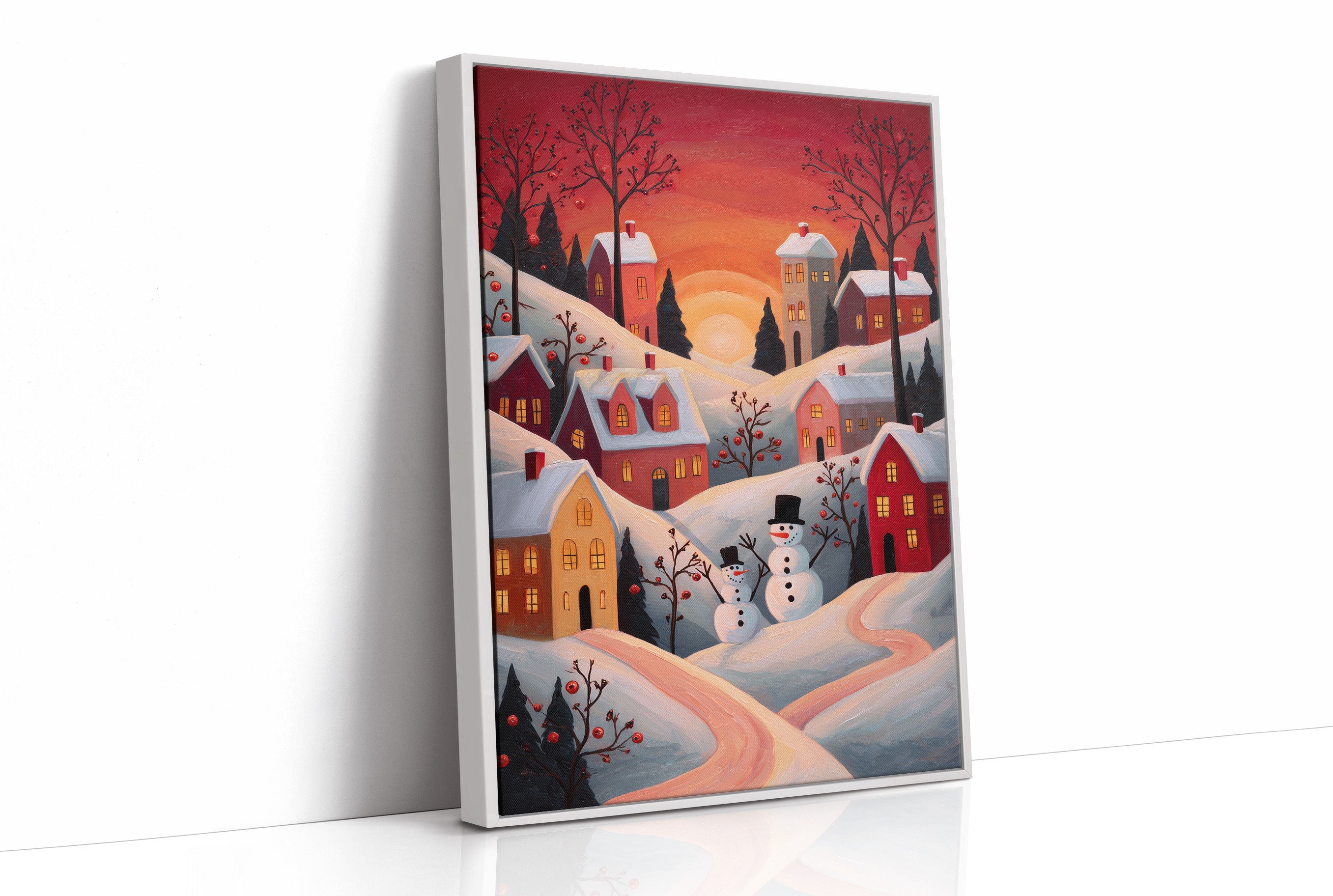 Winter Village Glows At Sunset