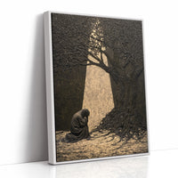 Kneeling Figure Beneath Olive Tree