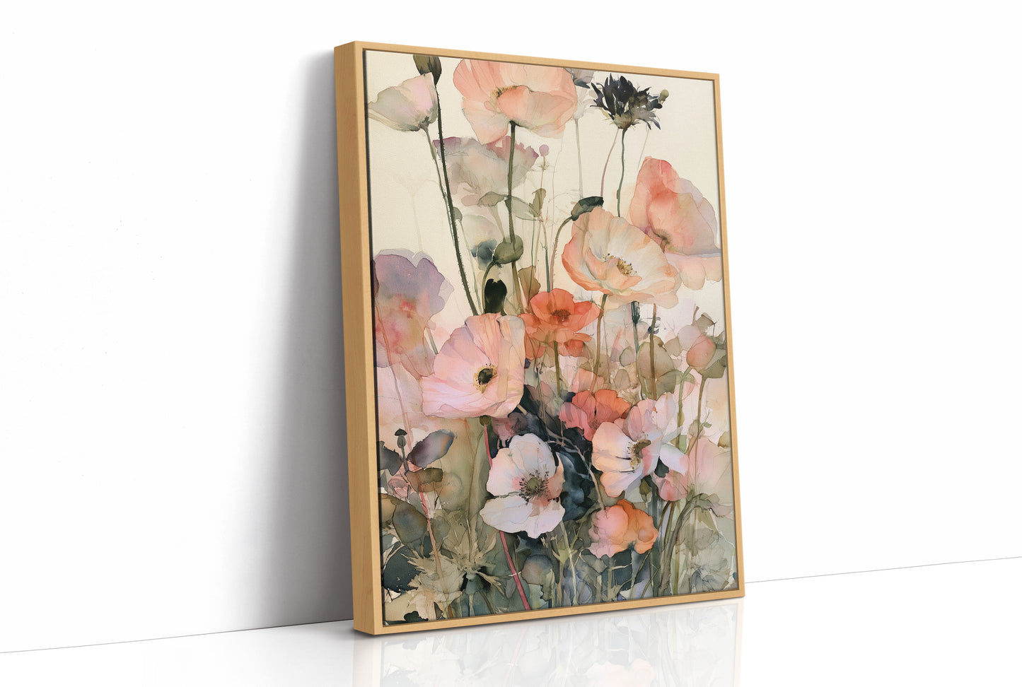 Poppies in Coral Wash