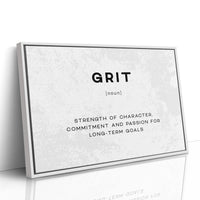 Grit Definition Canvas Art | Bold Motivational Typography Print for Home Office, Gym or Entrepreneur Décor