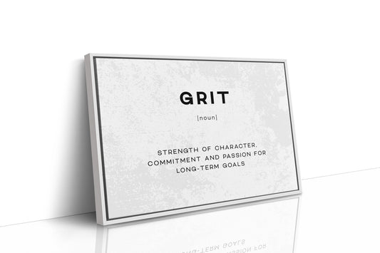 Grit Definition Canvas Art | Bold Motivational Typography Print for Home Office, Gym or Entrepreneur Décor