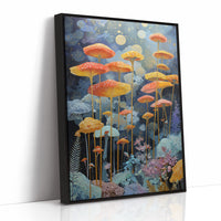 Luminous Mushrooms Dance Under Stars