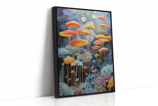 Luminous Mushrooms Dance Under Stars