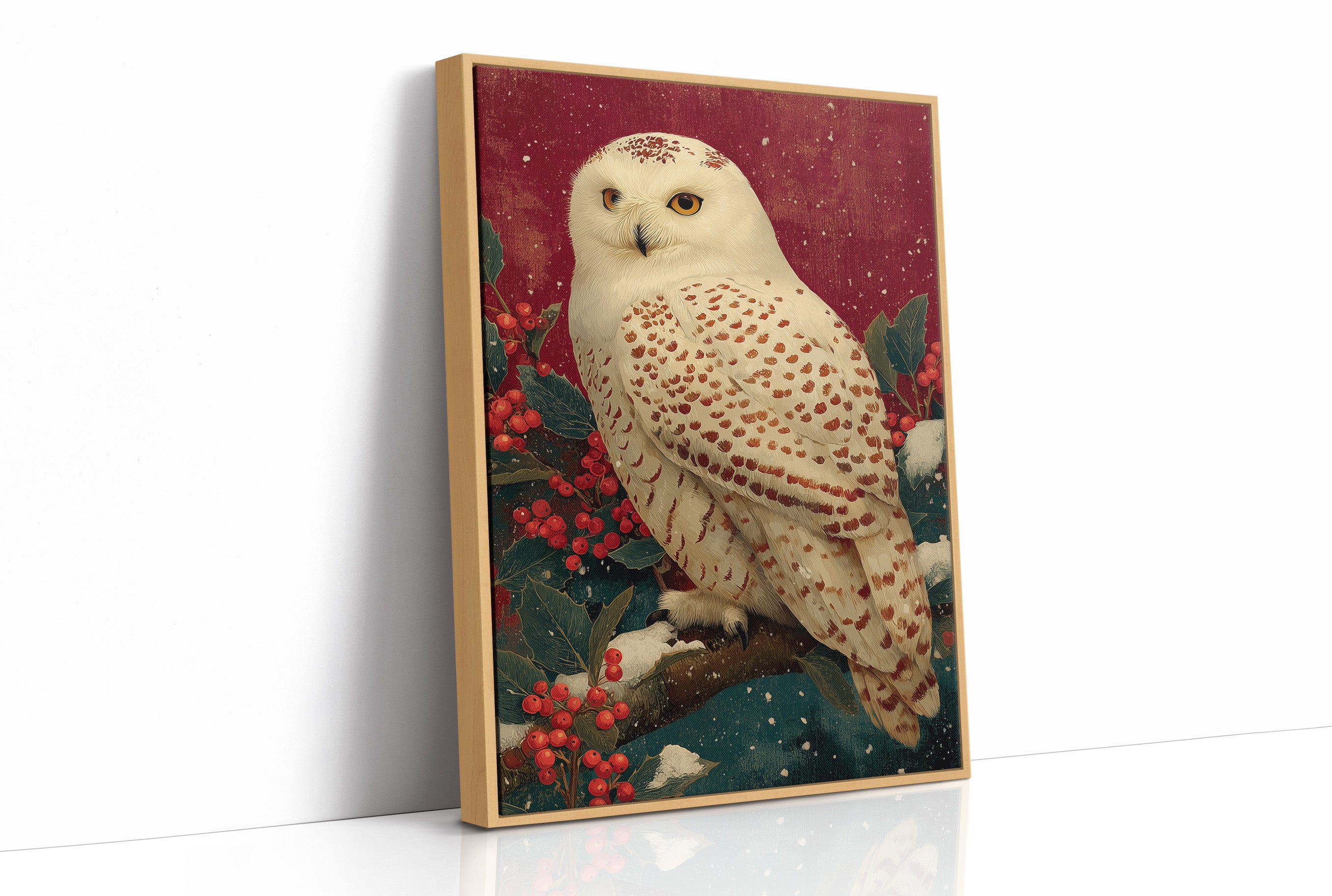 Snowy Owl in Winter Red
