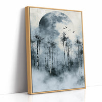 Ice Blue Moon Through Birch Fog