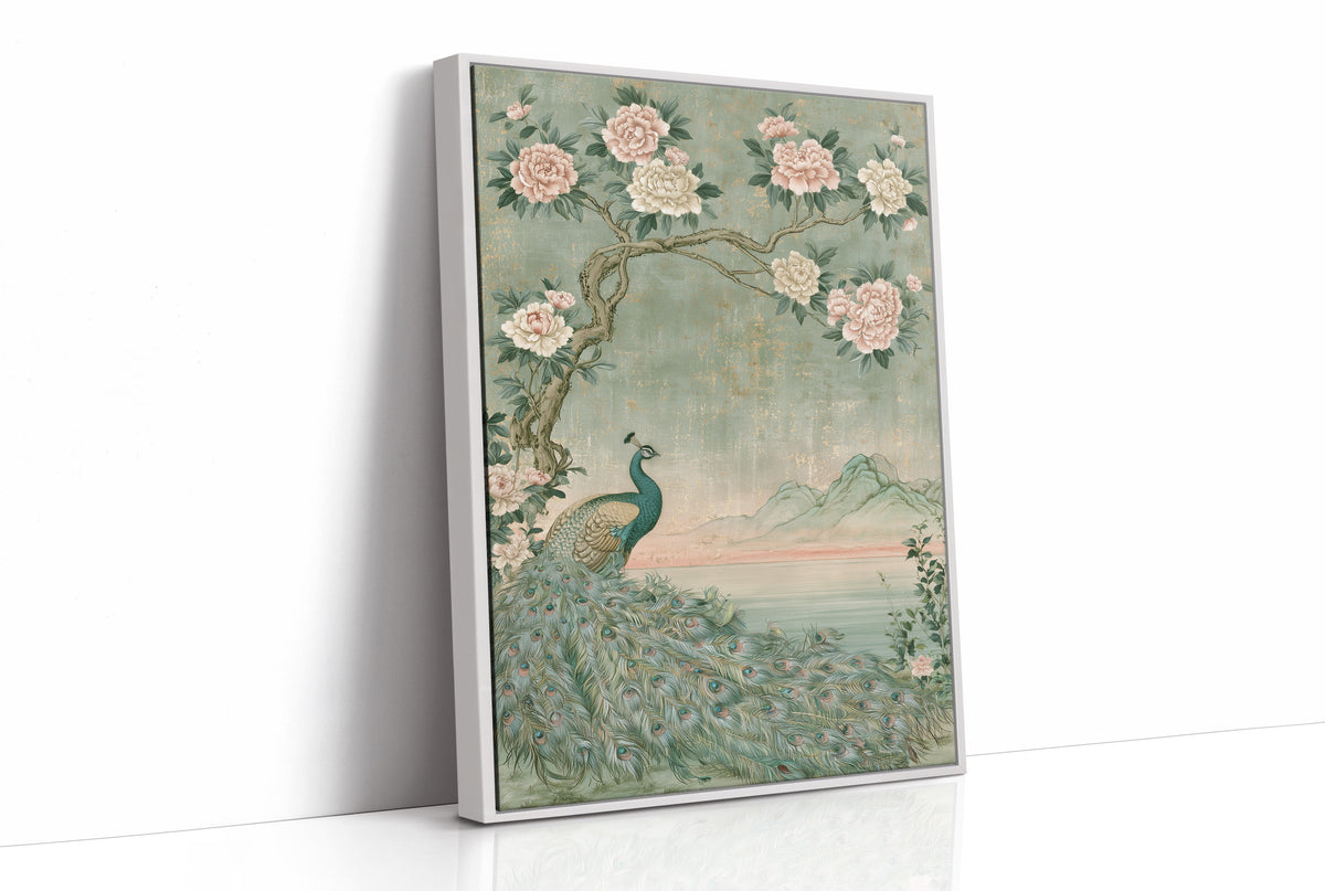 Peacock Peony Chinoiserie Mural