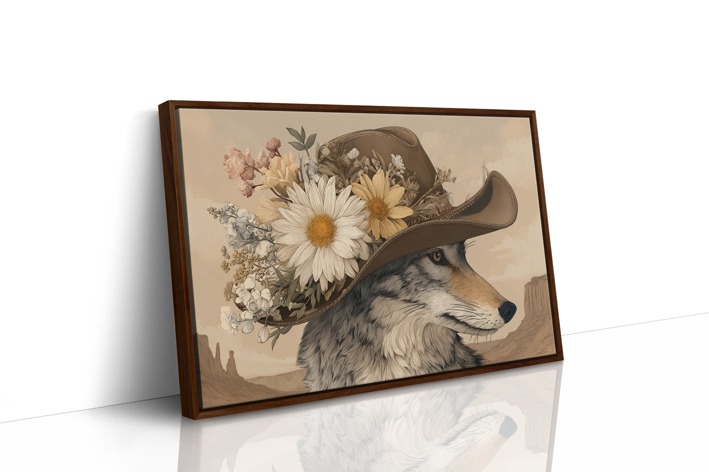Desert Wolf Wears Wild Daisies