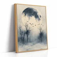 Geese Take Flight Beneath the Shadowed Moon