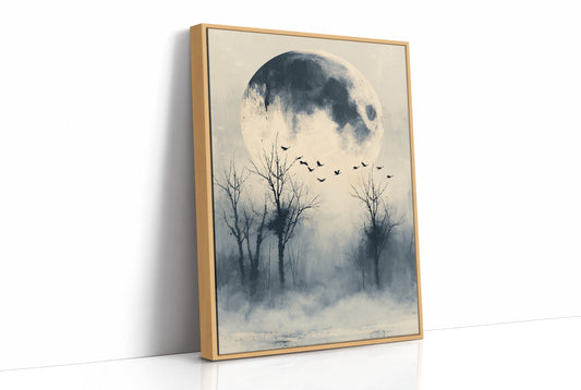 Geese Take Flight Beneath the Shadowed Moon
