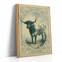 Longhorn in Antique Frame
