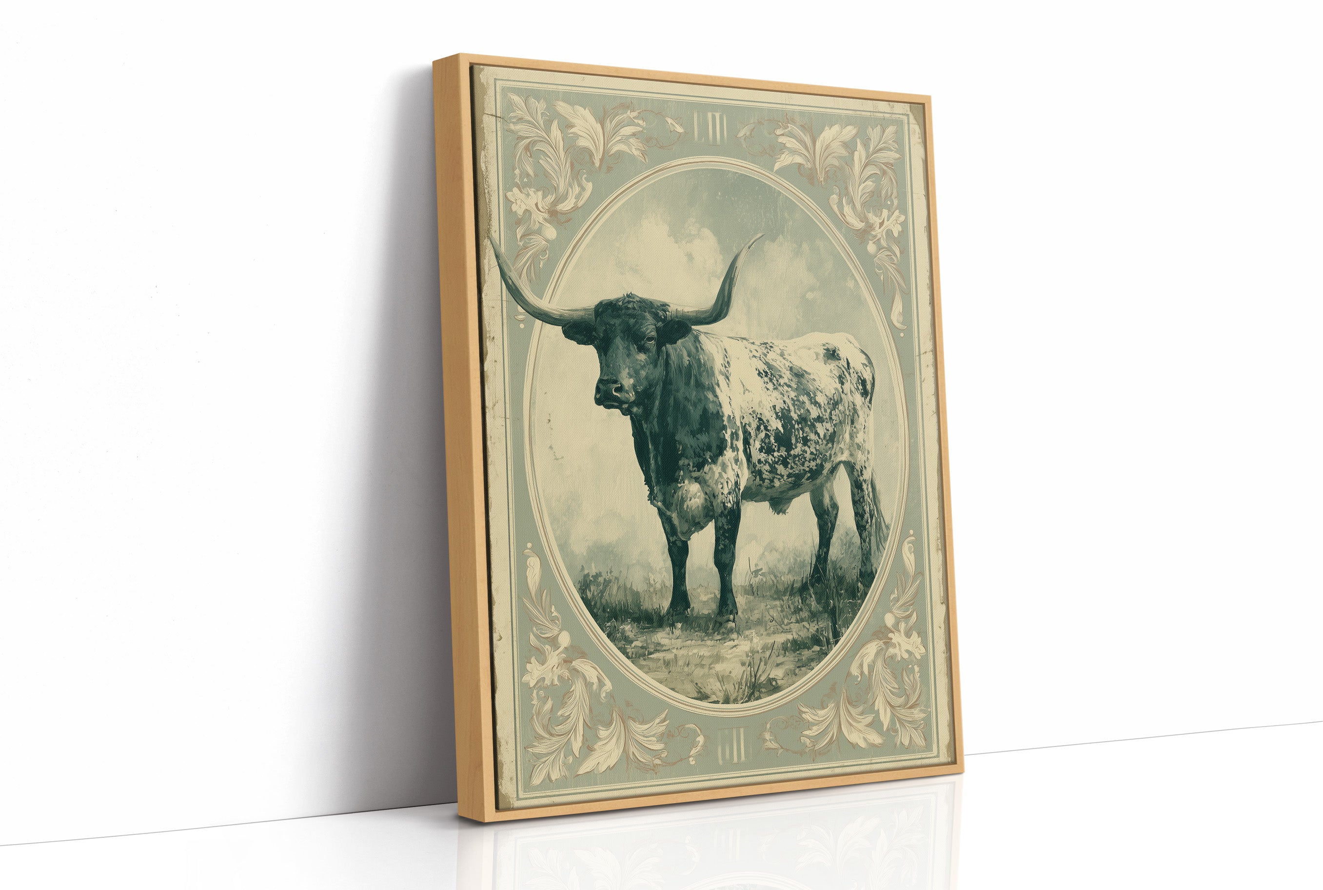 Longhorn in Antique Frame