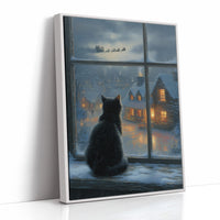 Black Cat Watches Santa's Flight