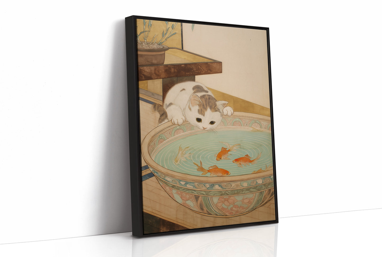 Curious Cat Meets Koi Below