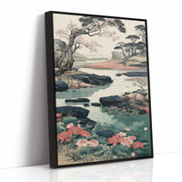 Cherry Blossoms Dance Above Turquoise Waters