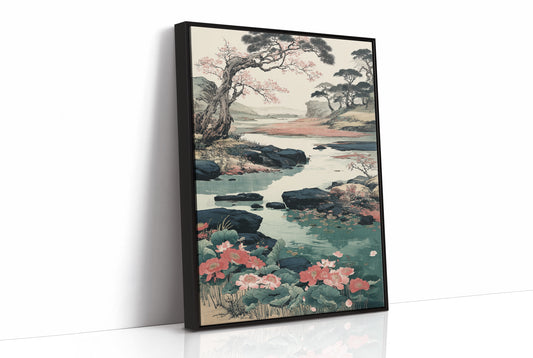 Cherry Blossoms Dance Above Turquoise Waters