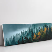 Golden Pines In Morning Mist